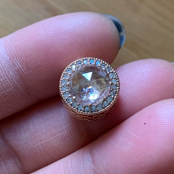 Retired Pandora Charm Radiant Hearts Bead CZ Rose EUC - Picture 3 of 10